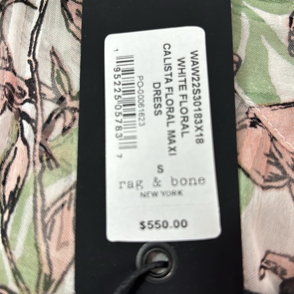 rag & bone white floral Calista maxi dress, size S, NWT - Picture 8 of 10